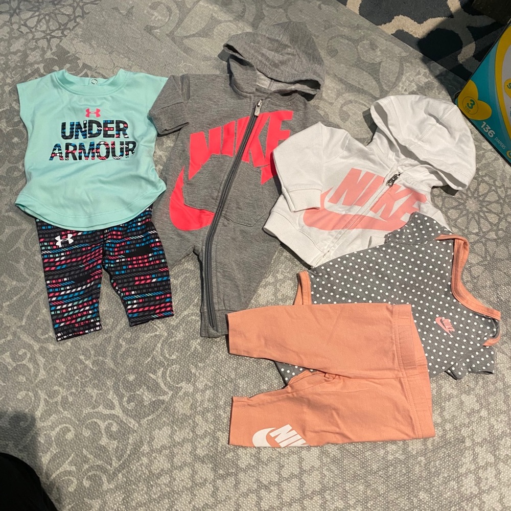Nike and under armour baby girls outfits